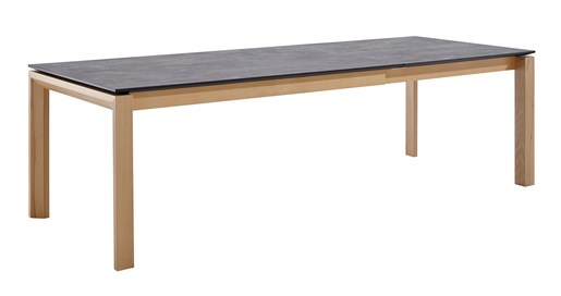 Esstisch 5000 - LB ca. 160x100 cm, Tisch verlängerbar (Klappeinlage einseitig), Keramik, Dunkelgrau